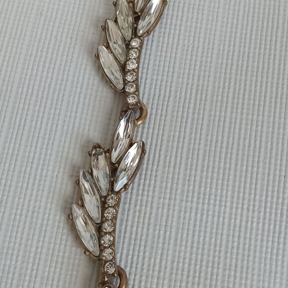 J. Crew Gold Toned Rhinestone Encrusted Metal Cable Link Choker Style Necklace - Picture 6 of 10
